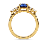 lab grown gemstone engagement ring yellow gold side view