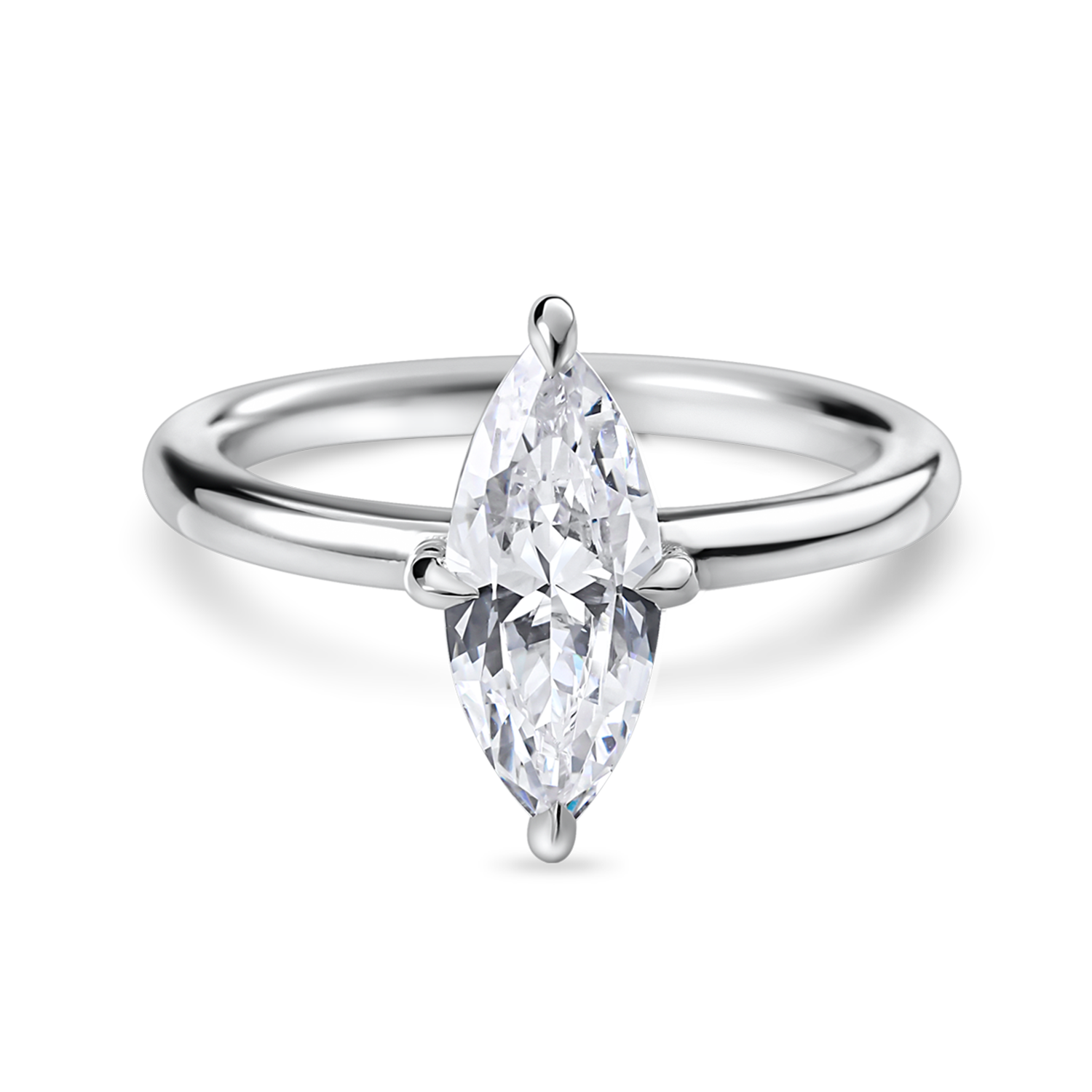 front view of marquise diamond solitaire engagement ring in platinum. 2.5 carat