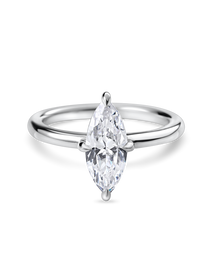 front view of marquise diamond solitaire engagement ring in platinum. 2.5 carat