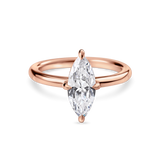 front view of marquise diamond solitaire engagement ring in rose gold