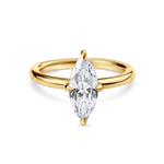 front view of marquise diamond solitaire engagement ring in yellow gold