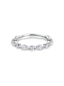 marquise and round lab grown diamond wedding band in platinum