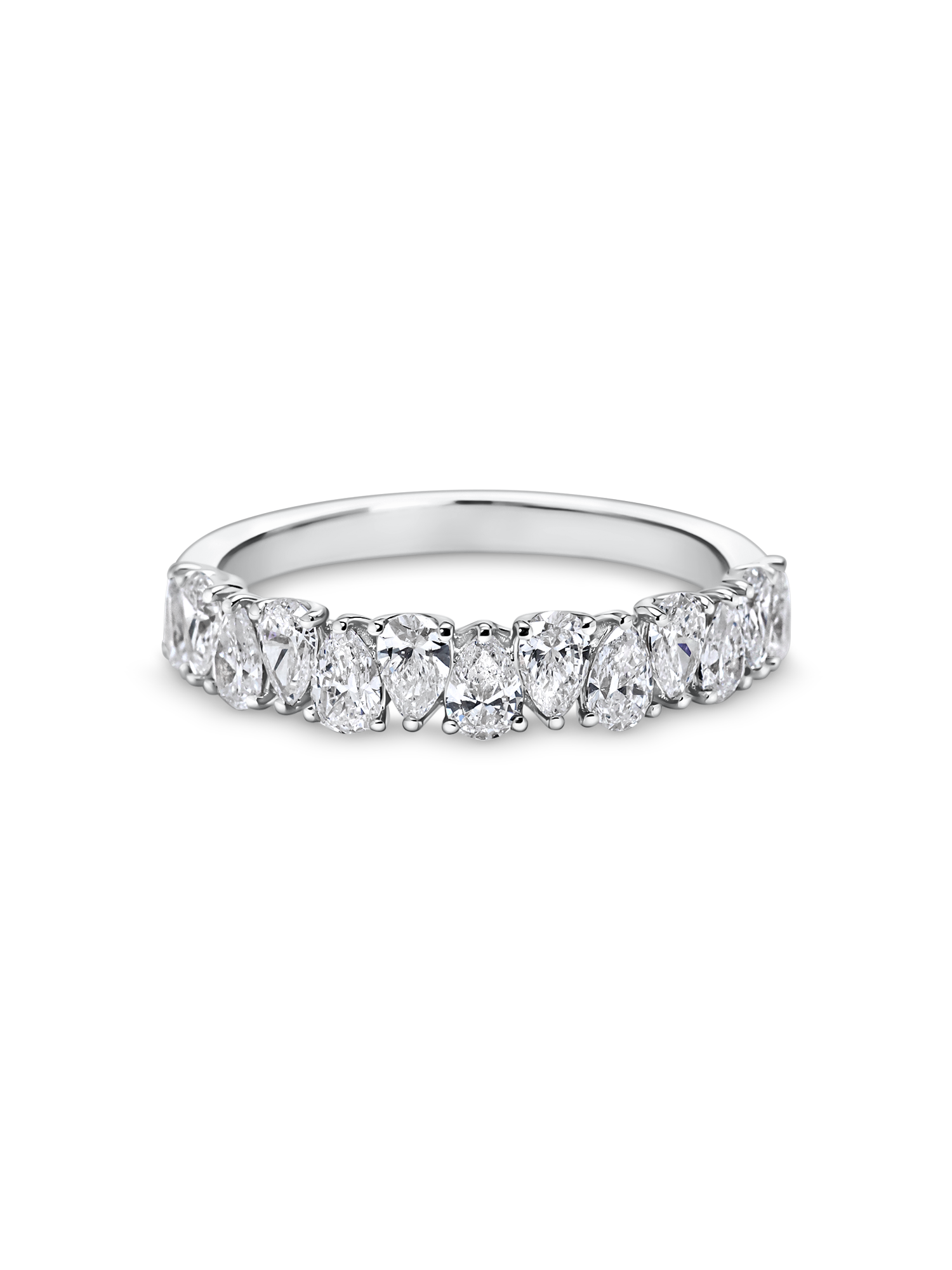 wearing half set pear lab grown diamond eternity band/ wedding ring platinum