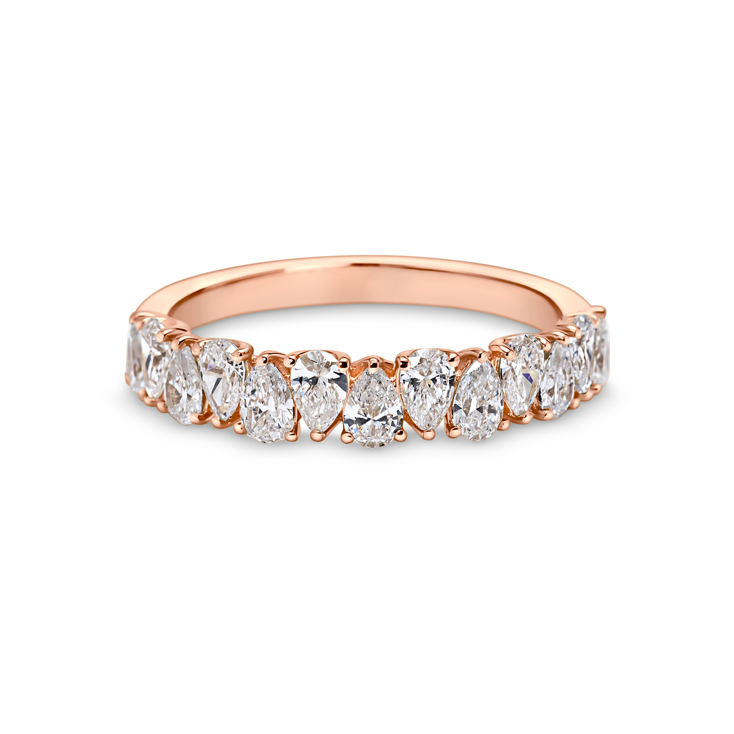 half set pear lab grown diamond eternity band/ wedding ring rose gold