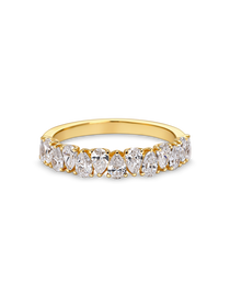 half set pear lab grown diamond eternity band/ wedding ring yellow gold