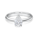 1.5 carat pear shaped engagement ring. Pear Solitaire with lab grown diamond in platinum