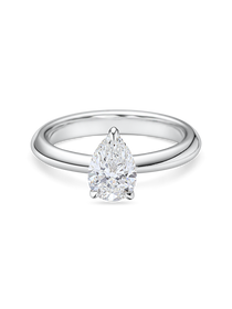 1.5 carat pear shaped engagement ring. Pear Solitaire with lab grown diamond in platinum