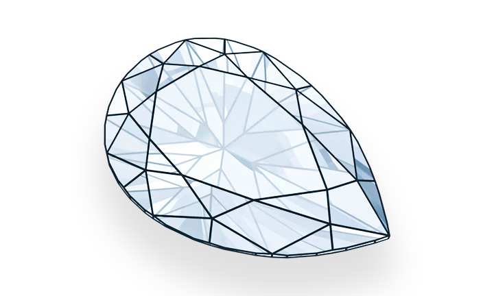 cartoon style image of a pear synthetic Diamond ready to be made in rings or jewellery. line design