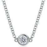 close up view of the spectacle set 5 round lab grown diamond necklace. Made with recycled precious metals in london.