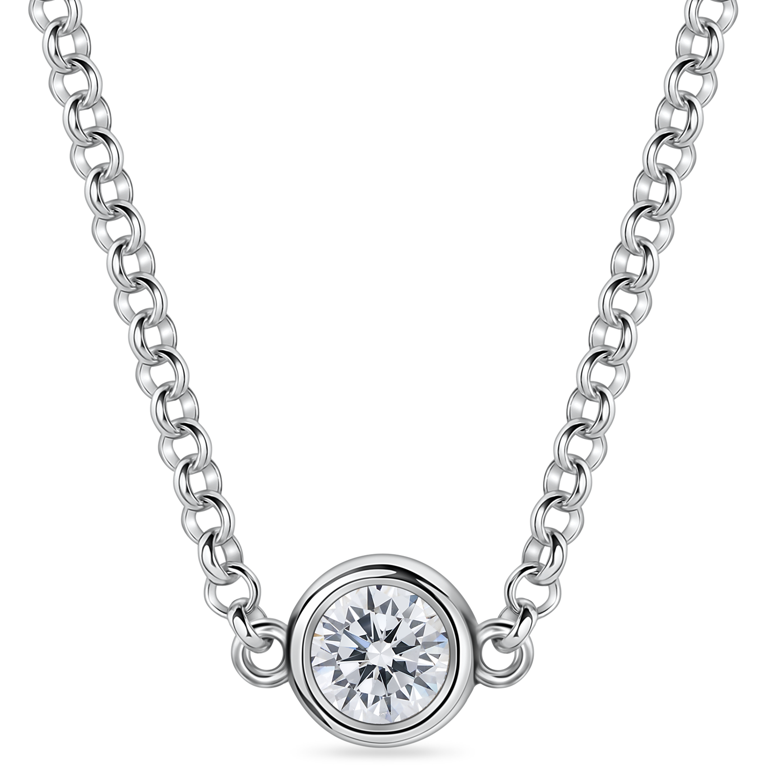 close up view of the spectacle set 5 round lab grown diamond necklace. Made with recycled precious metals in london.