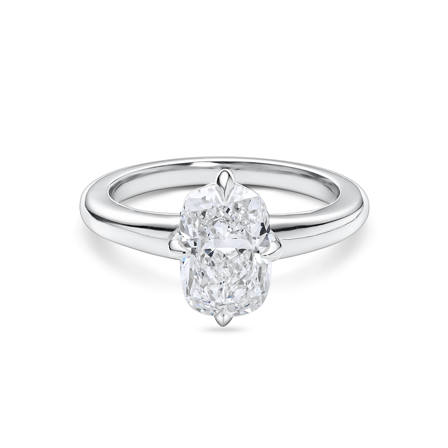 Cushion Cut Diamond Solitaire with Compass Prongs
