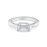 East-West Emerald Cut Diamond Solitaire