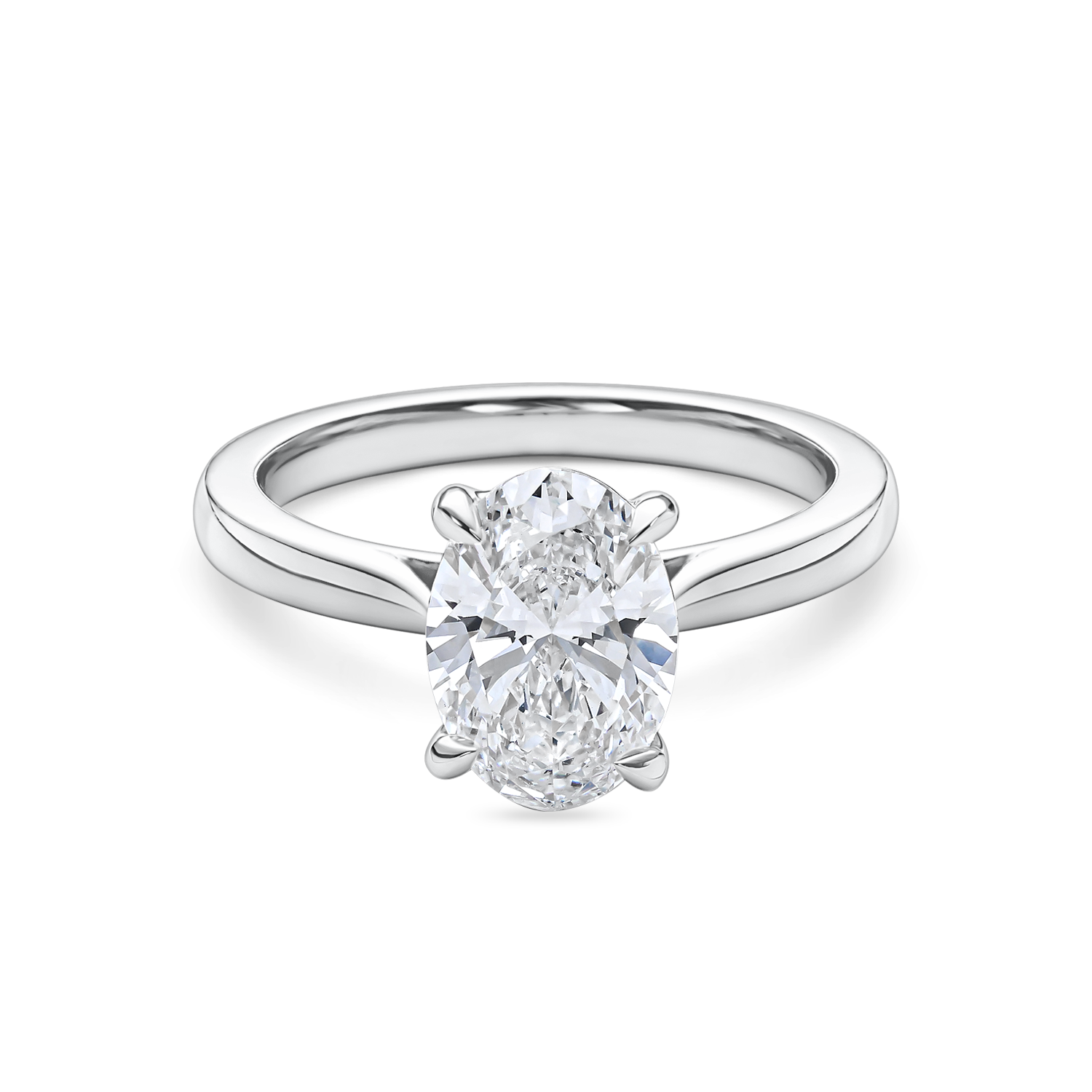 Oval Diamond Solitaire in a Cathedral Setting