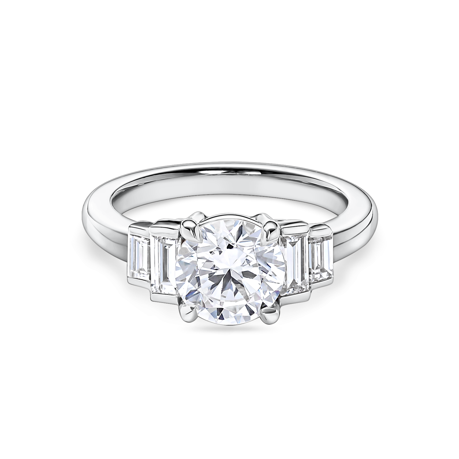 Art Deco Round Diamond with Baguettes