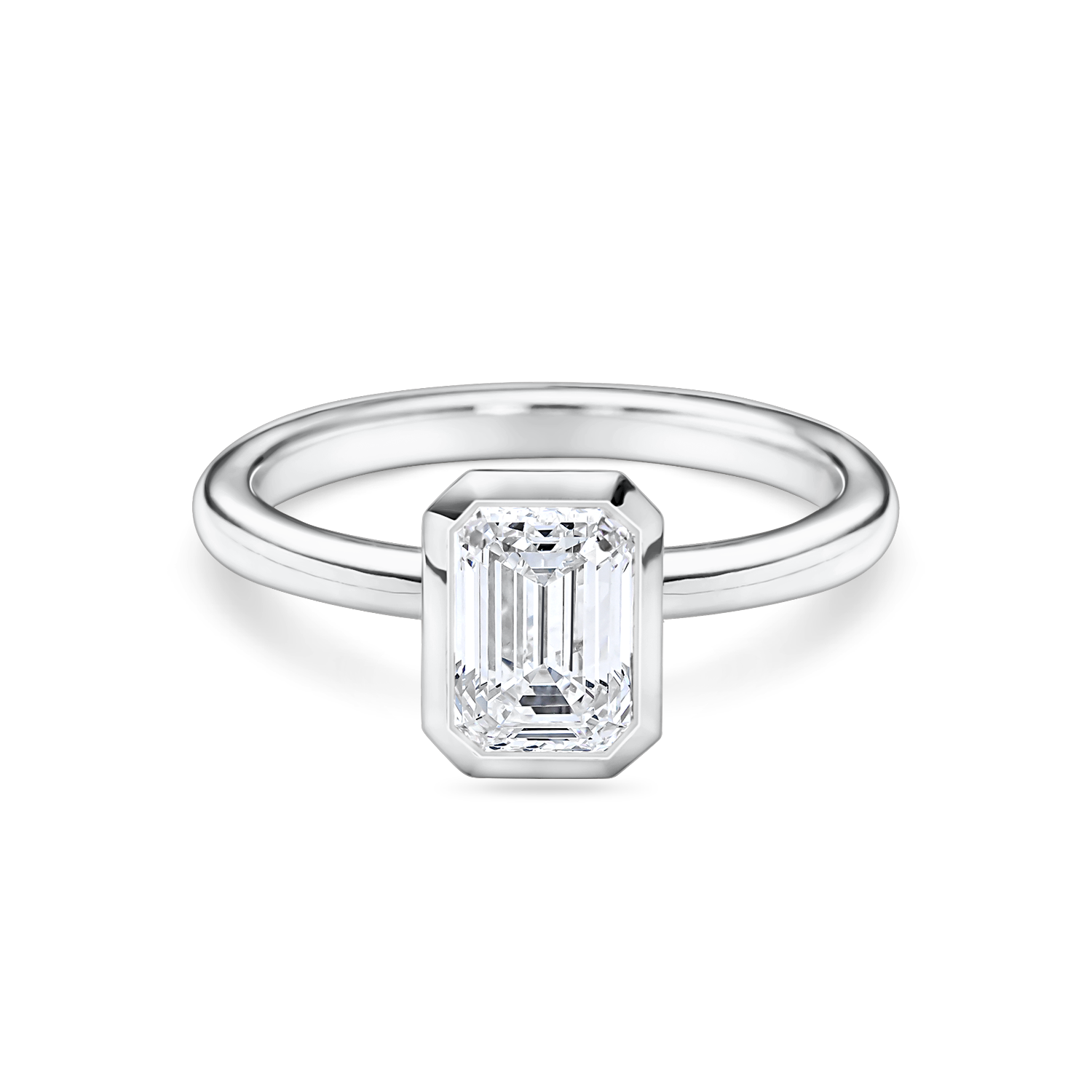 Rubover Emerald Cut Diamond Solitaire