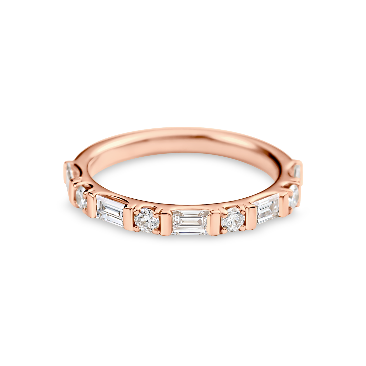 Round and Baguette Diamond Band
