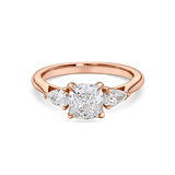 Cushion Cut Trilogy with Pear Shaped Side Diamonds