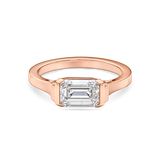 East-West Emerald Cut Diamond Solitaire
