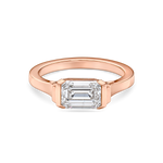 18k Rose Gold East West Engagement Ring featuring a Emerald Cut lab grown diamond