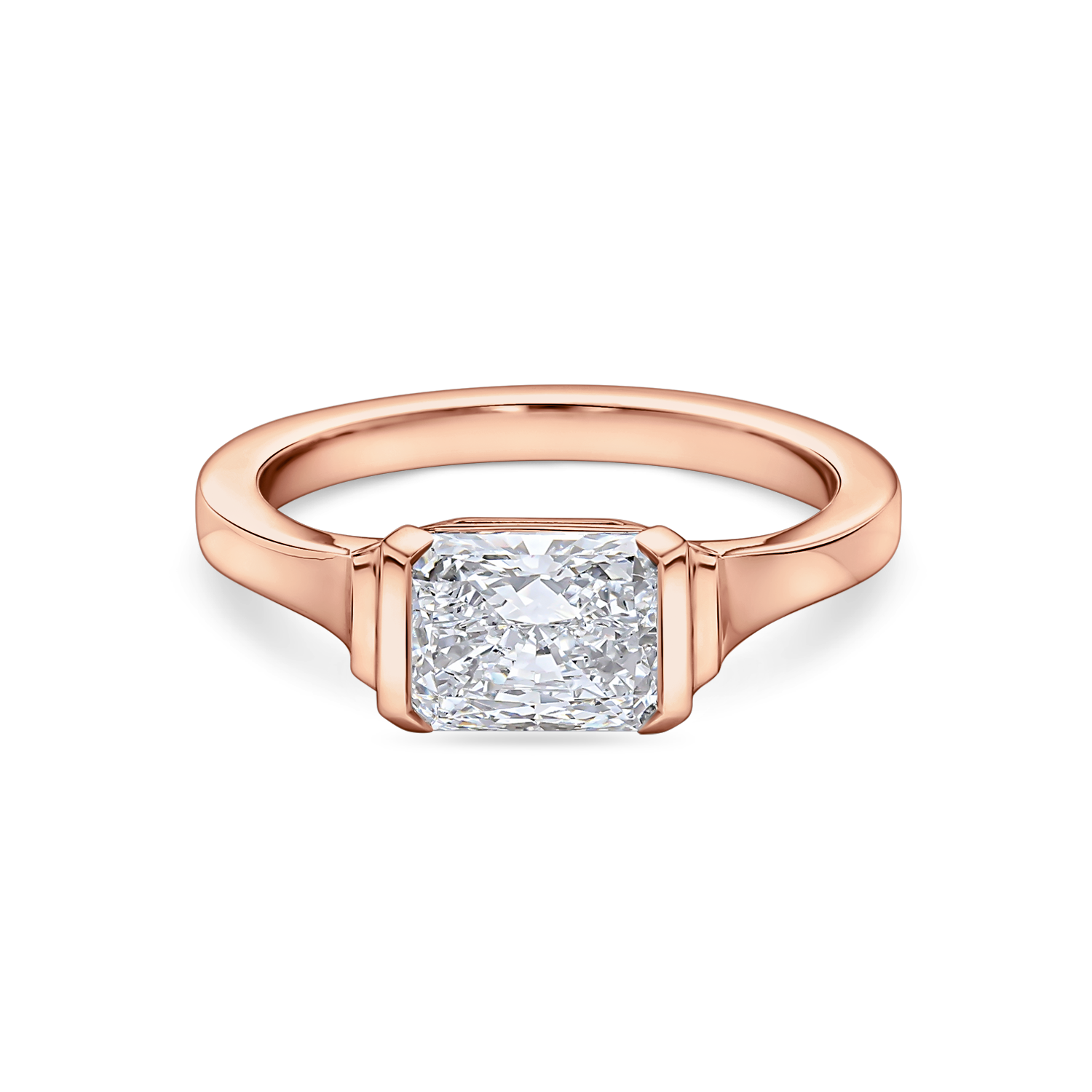 East-West Radiant Cut Diamond Solitaire
