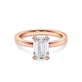Emerald Cut Diamond Double Claw Solitaire