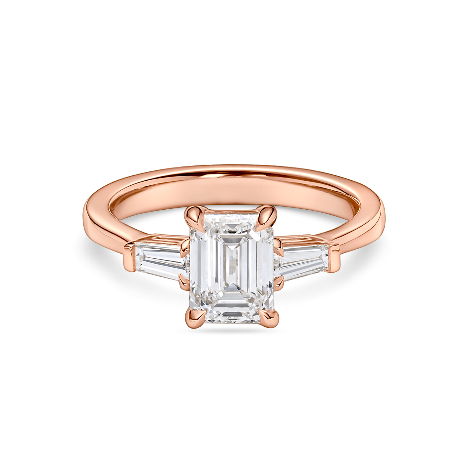 Emerald Cut Diamond Trilogy with Tapered Baguettes