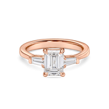 Emerald Cut Diamond Trilogy with Tapered Baguettes