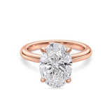 Oval Diamond Solitaire with a Hidden Halo