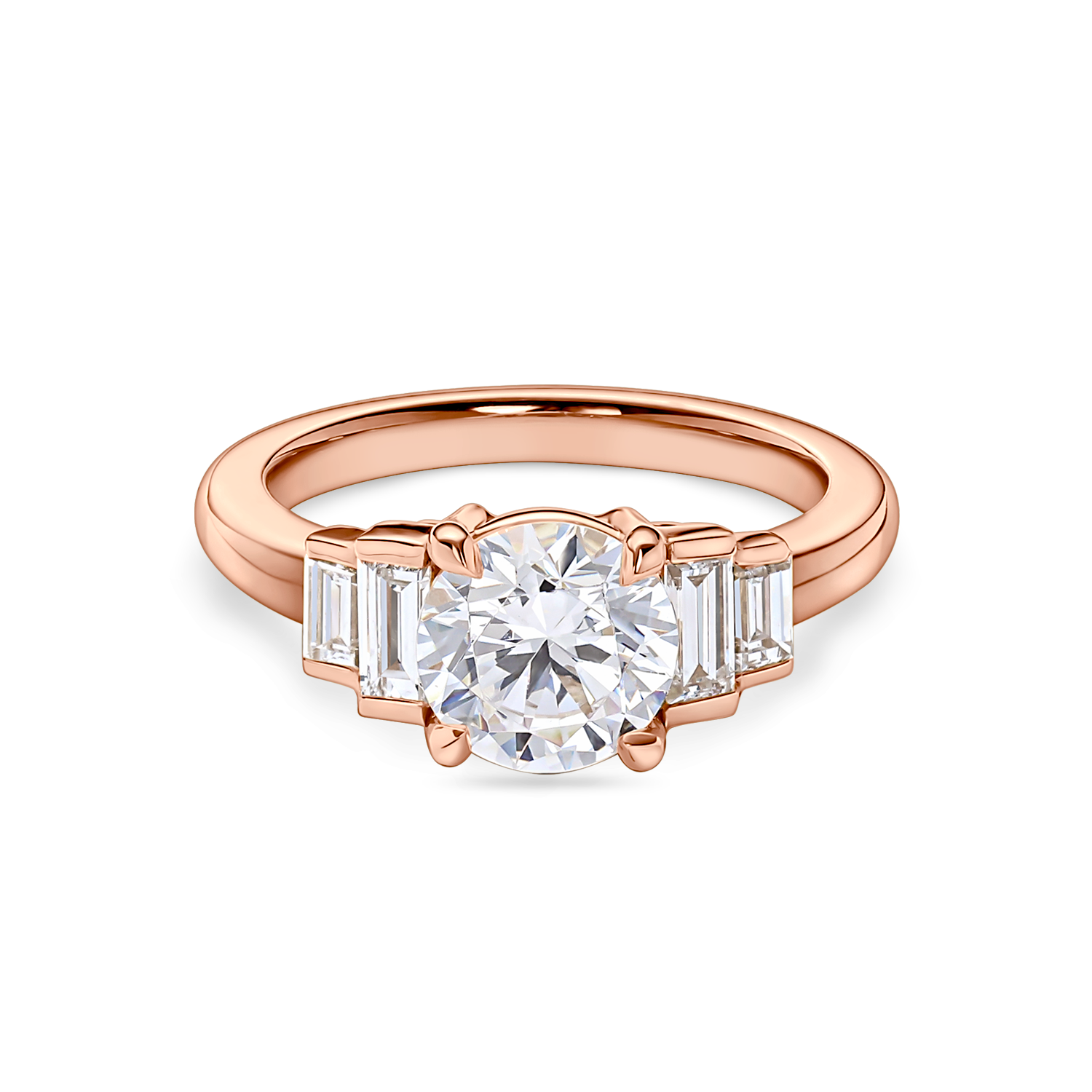 Art Deco Round Diamond with Baguettes