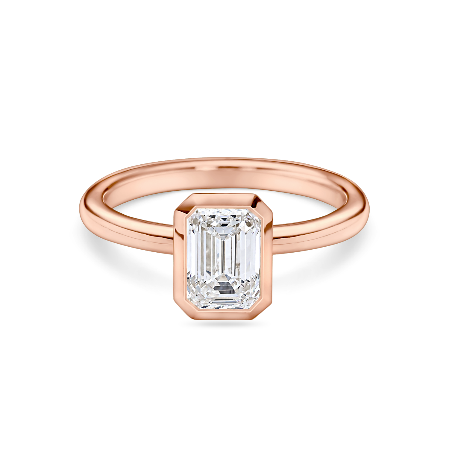 Rubover Emerald Cut Diamond Solitaire