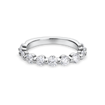 round shared claw wedding band with 3mm stones in platinum