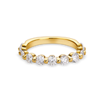 round shared claw wedding band with 2.4mm stones in rose gold