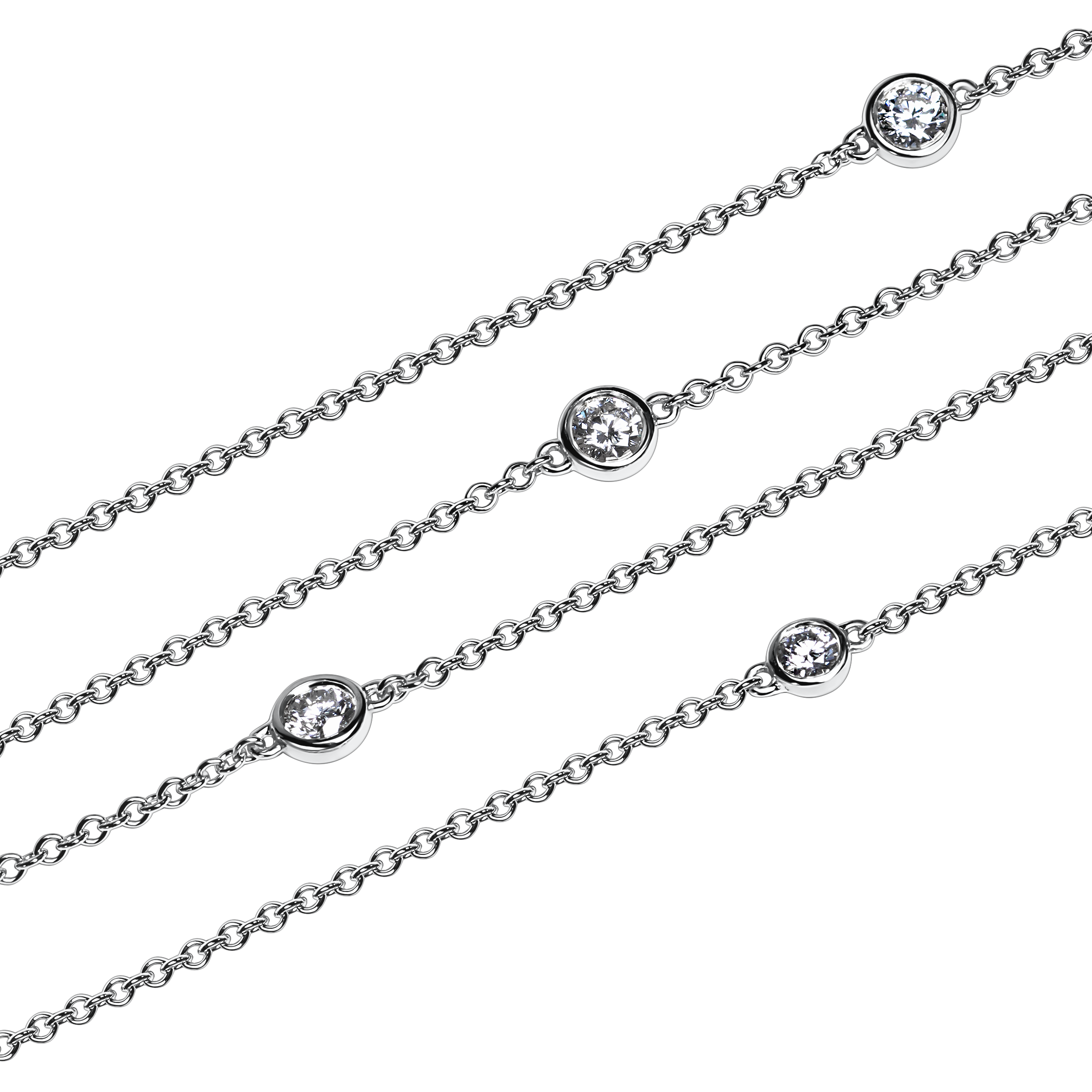 zoom in on the round diamond spectacle set sprinkle necklace in platinum. 2.25carats. handmade in london