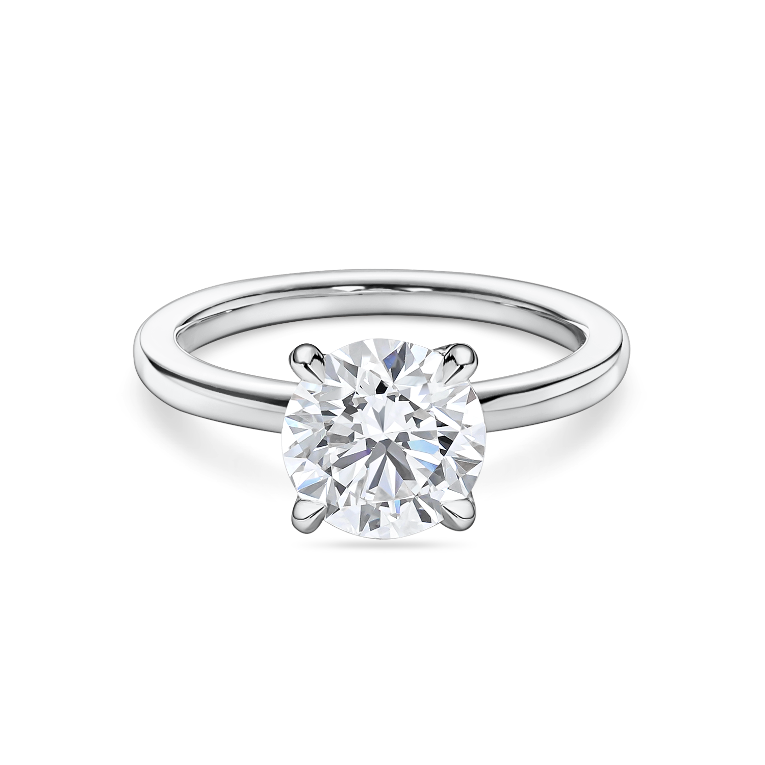 front view of platinum Round solitaire engagement ring with lab grown diamond with no background