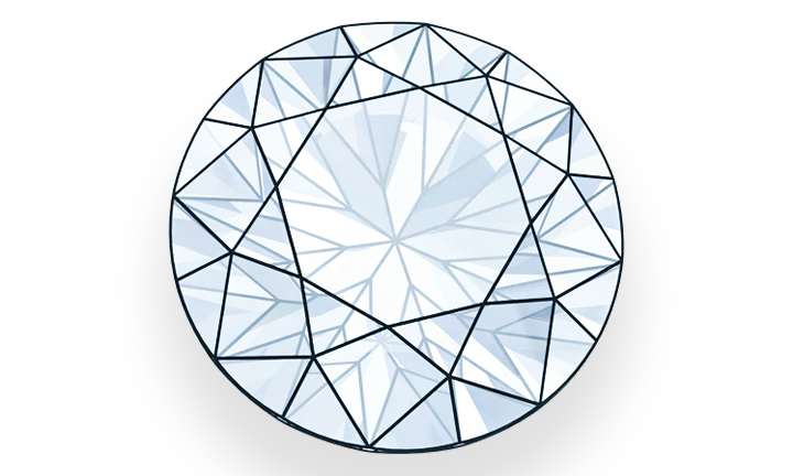 cartoon style image of a Round Lab Grown Diamond ready to be made in rings or jewellery. line design