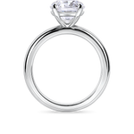 side view 2 carat platinum round solitaire engagement ring featuring lab grown diamond and knife edge band