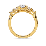 side view of Floral oval engagement ring with lab grown diamond and pear side stones in yellow gold
