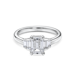 Five Stone Art Deco Emerald Cut Engagement Ring in platinum. Lab grown emerald cut diamond. front view