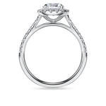 platinum oval halo engagement ring. Lab grown diamond