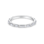 skinny baguette wedding band in platinum. made with lab grown diamonds and recycled precious metals