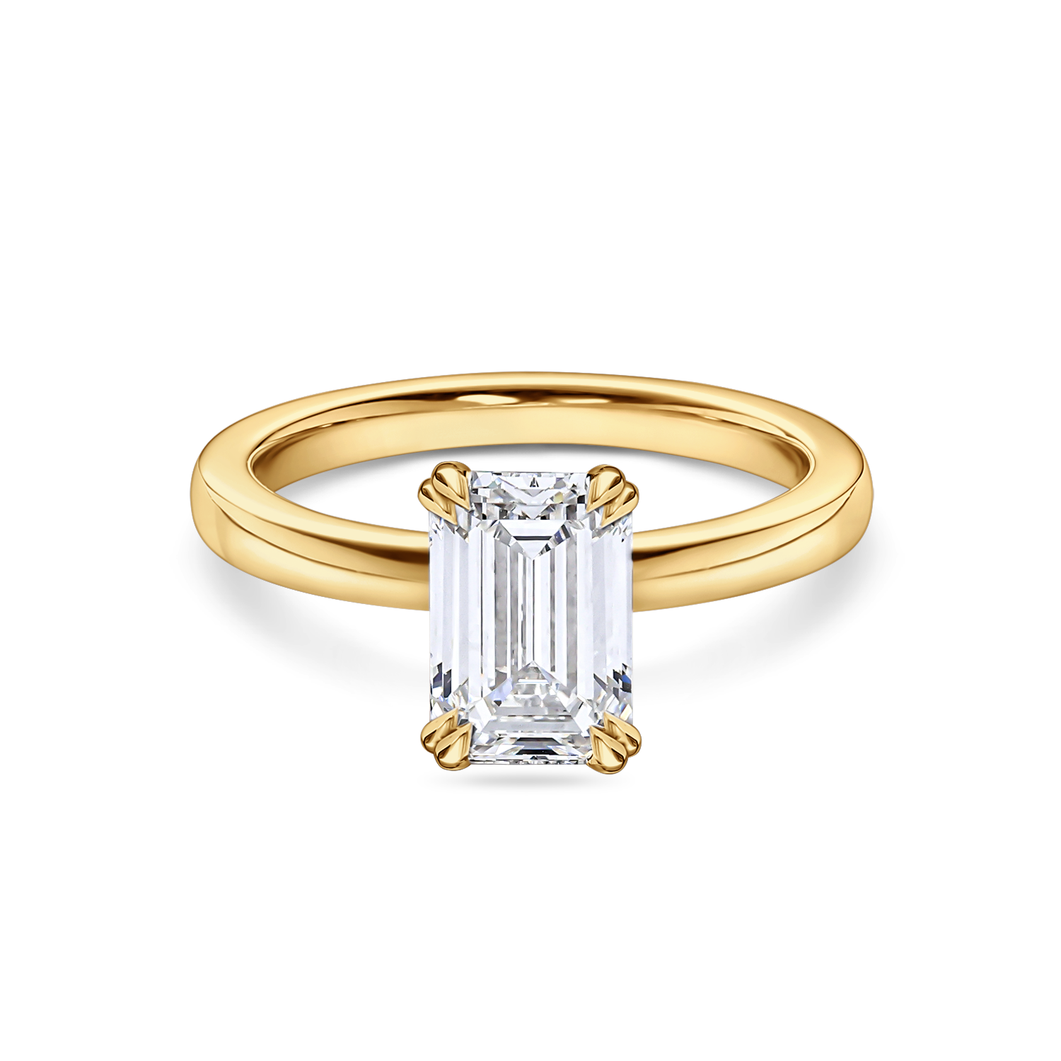 Emerald Cut Diamond Double Claw Solitaire