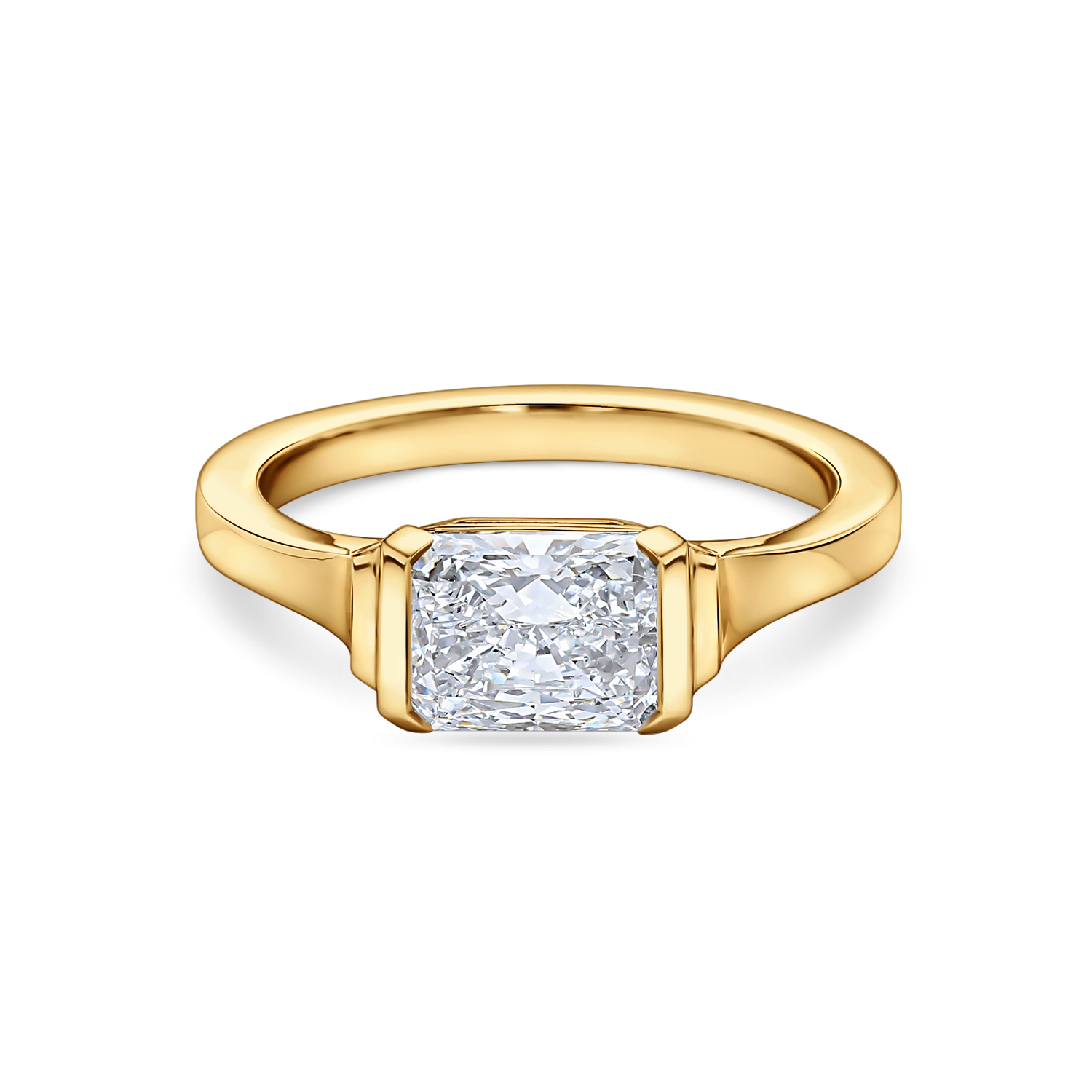 East-West Radiant Cut Diamond Solitaire