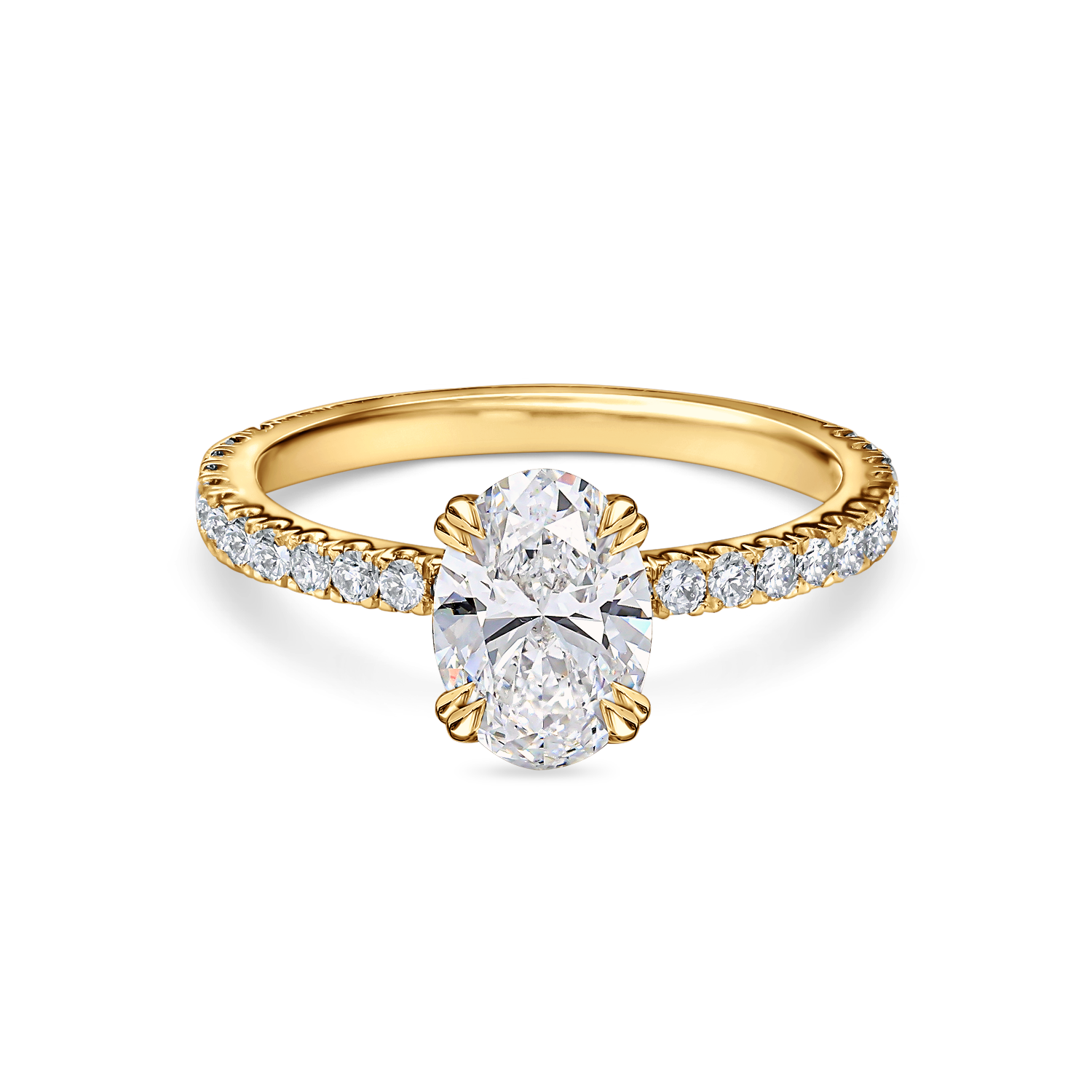 Oval Diamond Solitaire with a Diamond Band