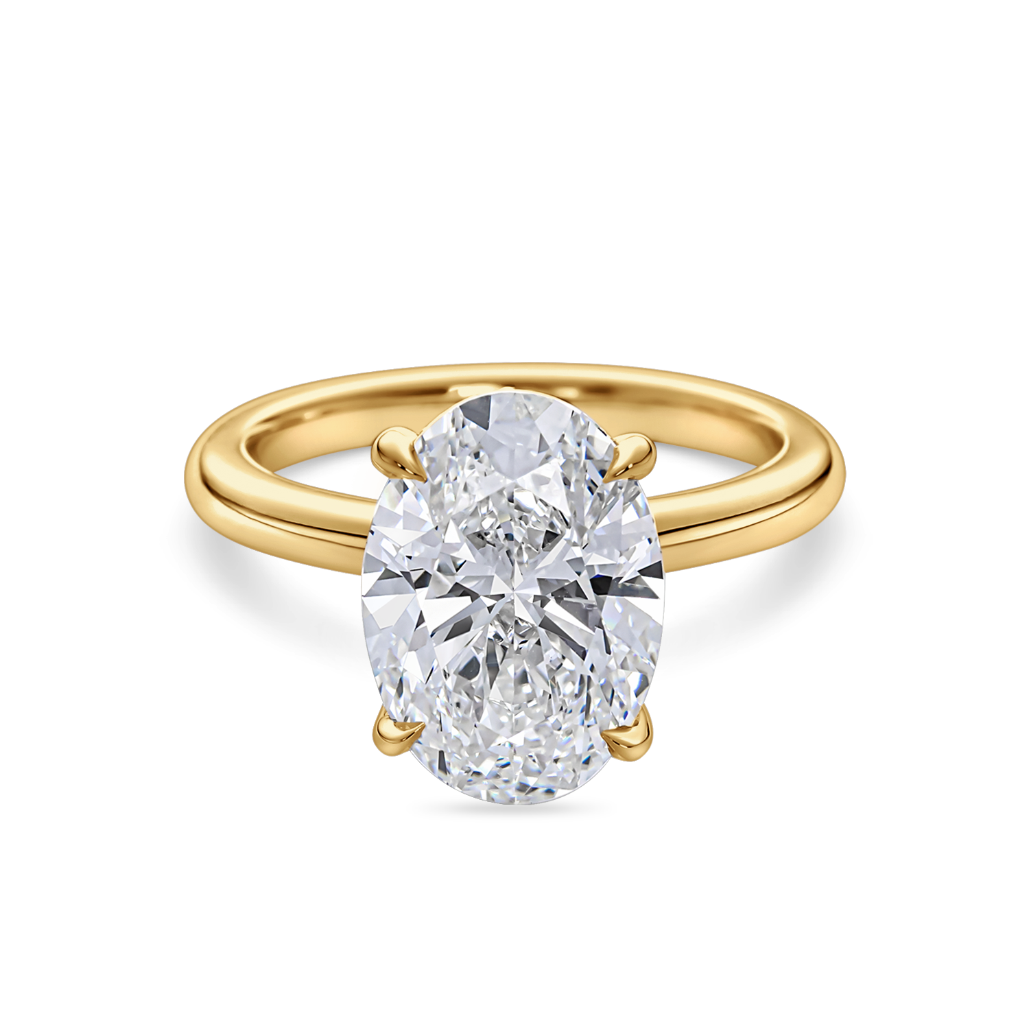 Oval Diamond Solitaire with a Hidden Halo
