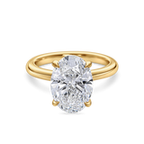 Oval Diamond Solitaire with a Hidden Halo